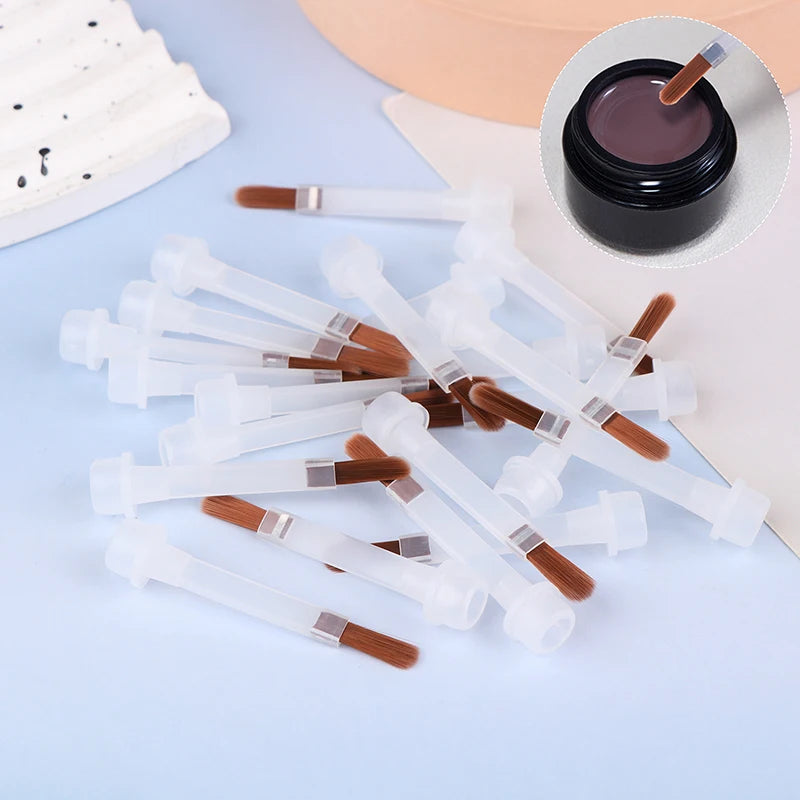 5/10/20Pcs Disposable Nail Polish Brush For 15ml Nail Polish Bottle Replacement Brush Brown Hair Nail Art Brush Applicators Zpaxo