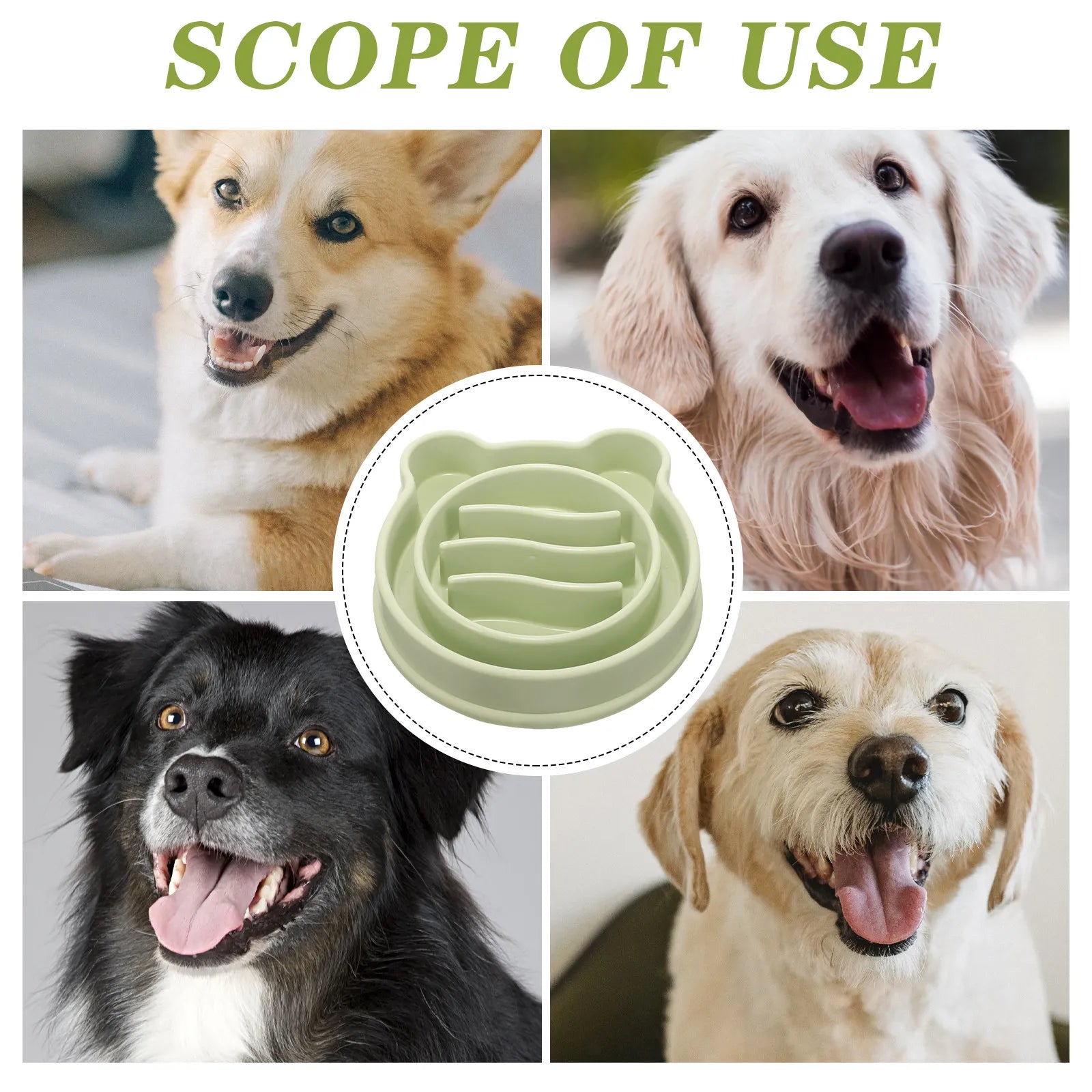 Dog Slow Feeder Bowl Pet Eating Reusable PP Material Sturdy Design