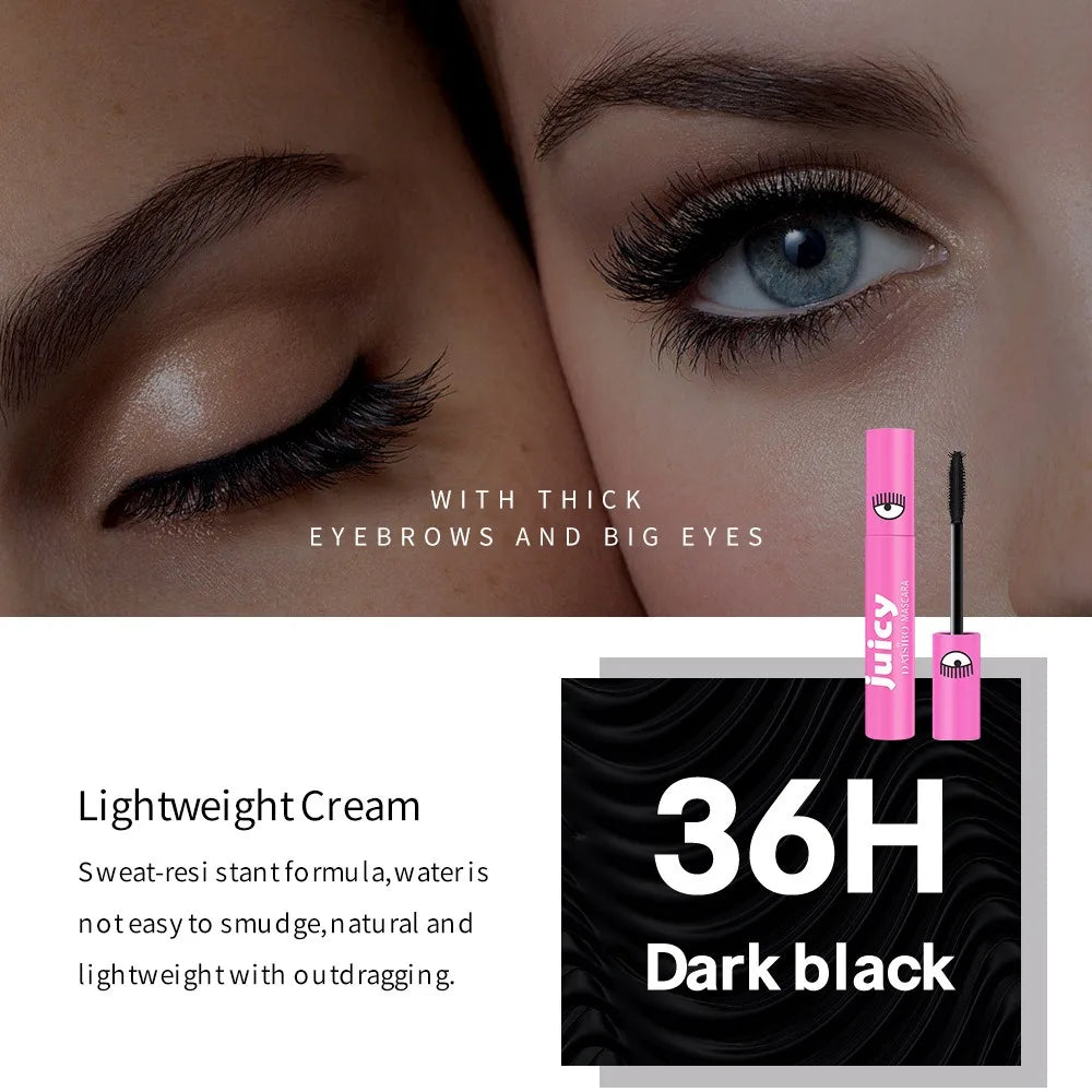 5D False Lash Effect Mascara Ultra Black Waterproof & Sweatproof Curling Fiber Non-caking Extension Forked Brush Head Cosmetics Zpaxo