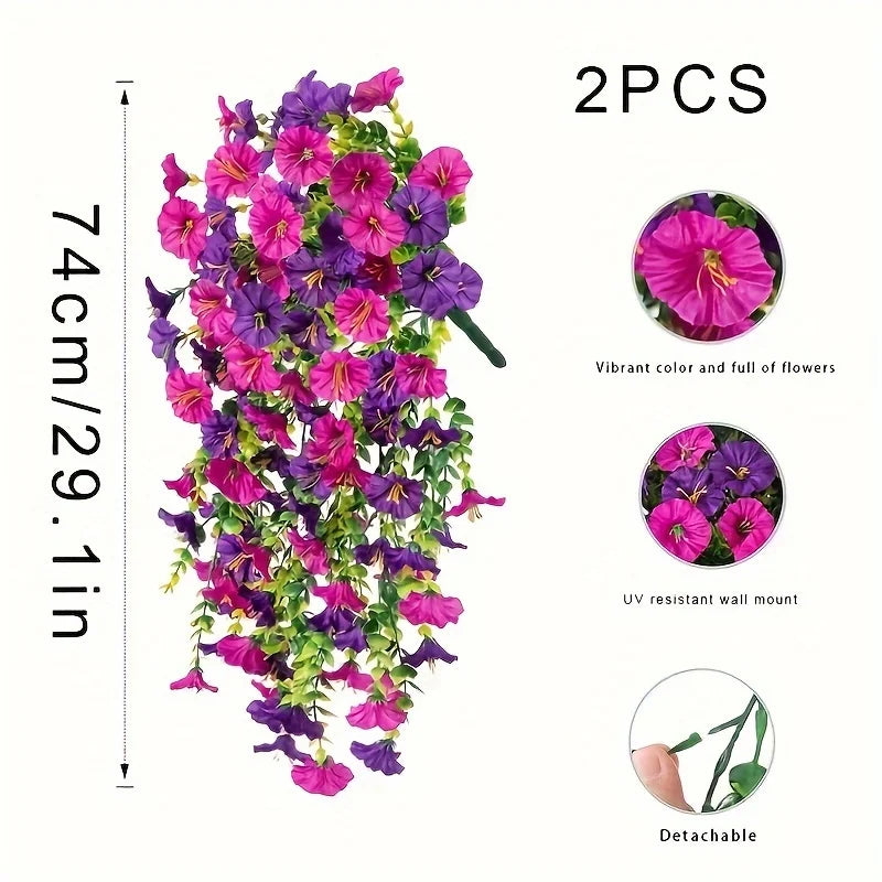 Resistant Artificial Outdoor Plants Precisetrue Hanging Flowers Home Garden Decoration 29 in Silk Petunia Fake Plant For Yard Zpaxo