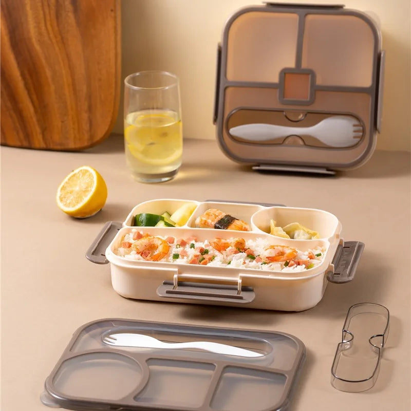 Lunch Box Microwave Safe Portable Compartments Food Container with Utensils Leakproof Anti-slip Zpaxo