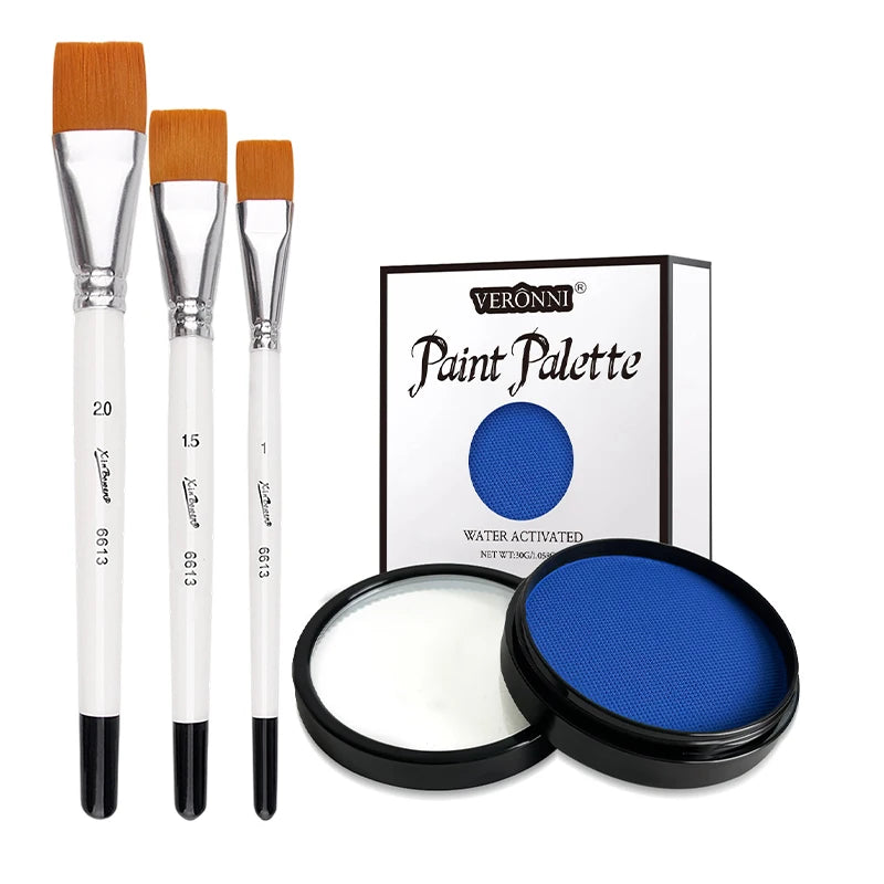 Face Body Painting Palette Non-toxic Safe Monochromatic Water Based Zpaxo 2pcs-blue