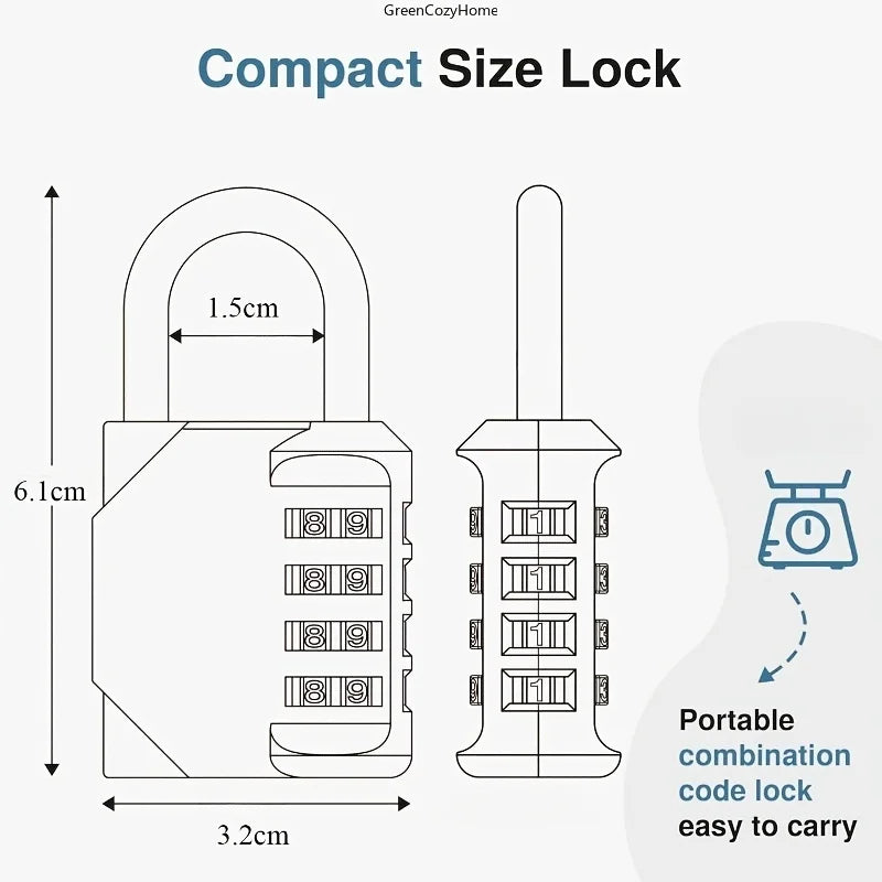 4-Digit Combination Lock Designed Securing Outdoor Items Such As Gym