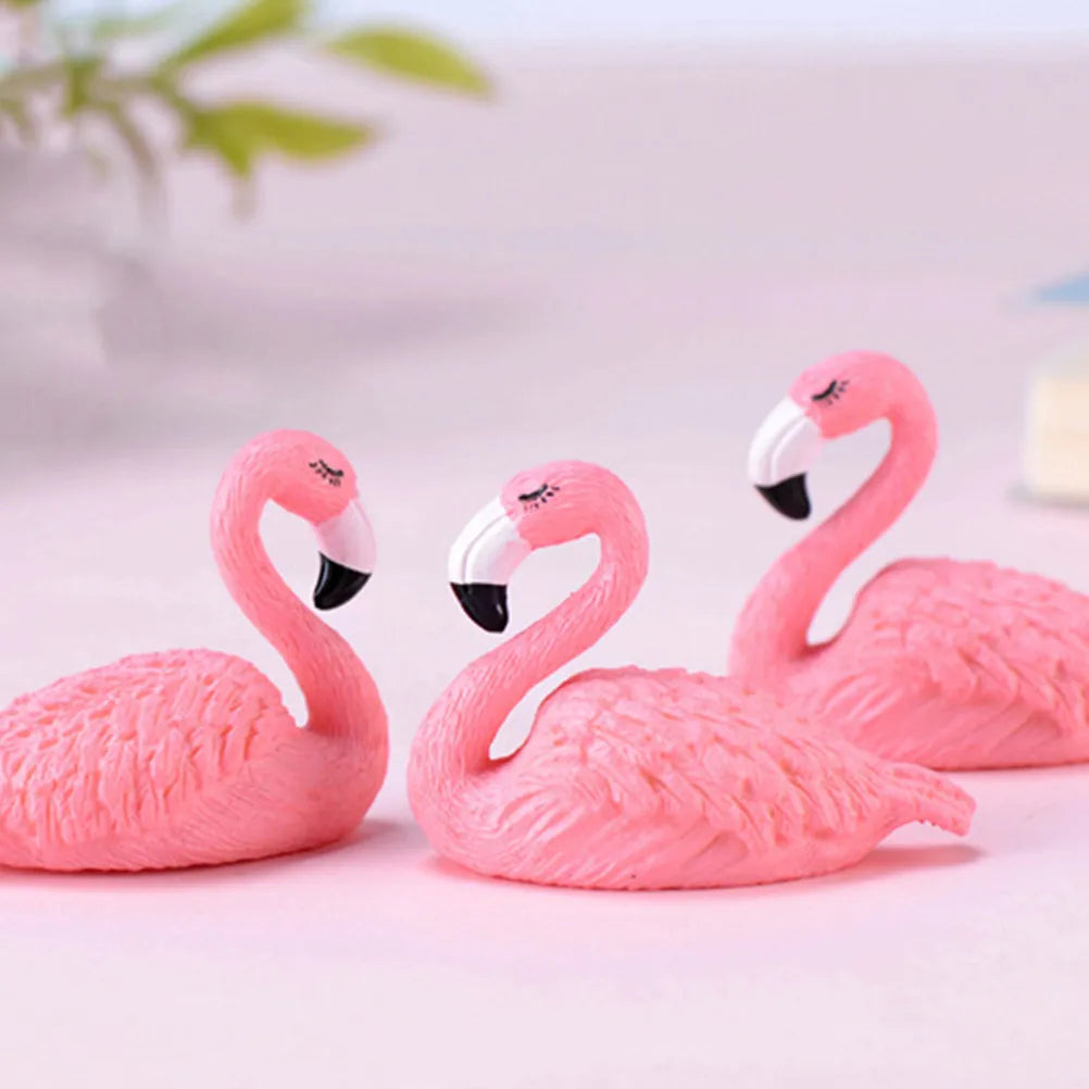 Resin Flamingo Miniatures Pink Vibrant Cake Decoration Party Baking