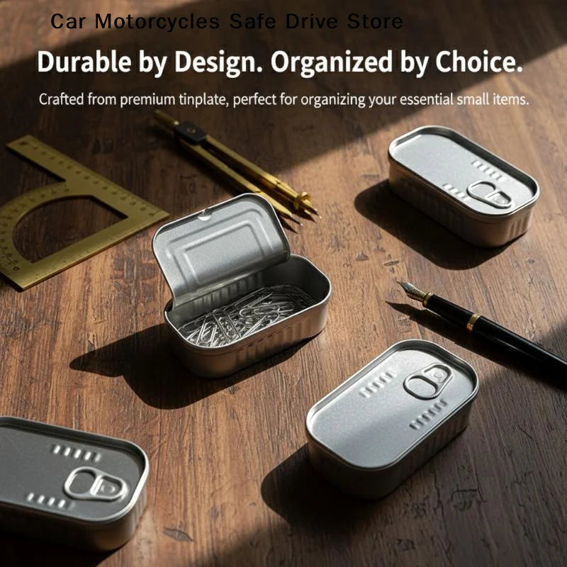 Tinplate Mini Metal Box Creative Sardine Can Shaped Storage Portable