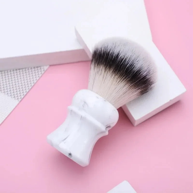 Yaqi 24mm Everest White Marble Synthetic Travel Shaving Brush Wet Shaving Brush Zpaxo
