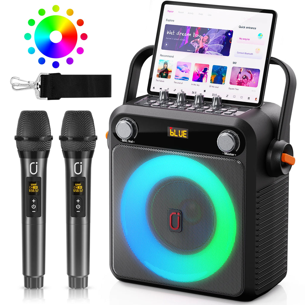 4400mAh Karaoke Machine 2Wireless Microphones Microphone PA System