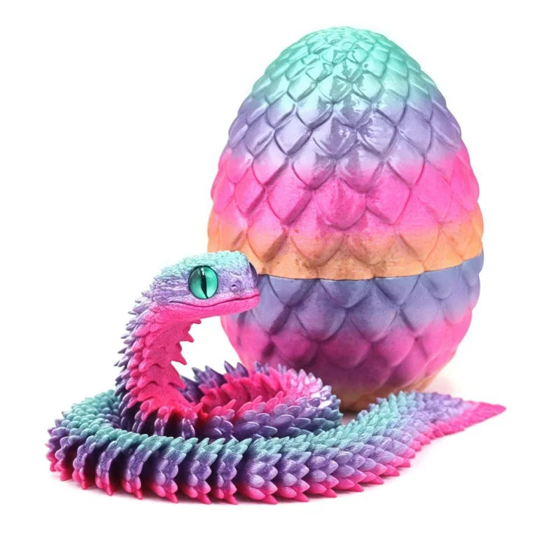3D printed snake and surprise egg set-desktop decoration, holiday gift (Halloween/Christmas/Thanksgiving), random eye color. Zpaxo Candy colors