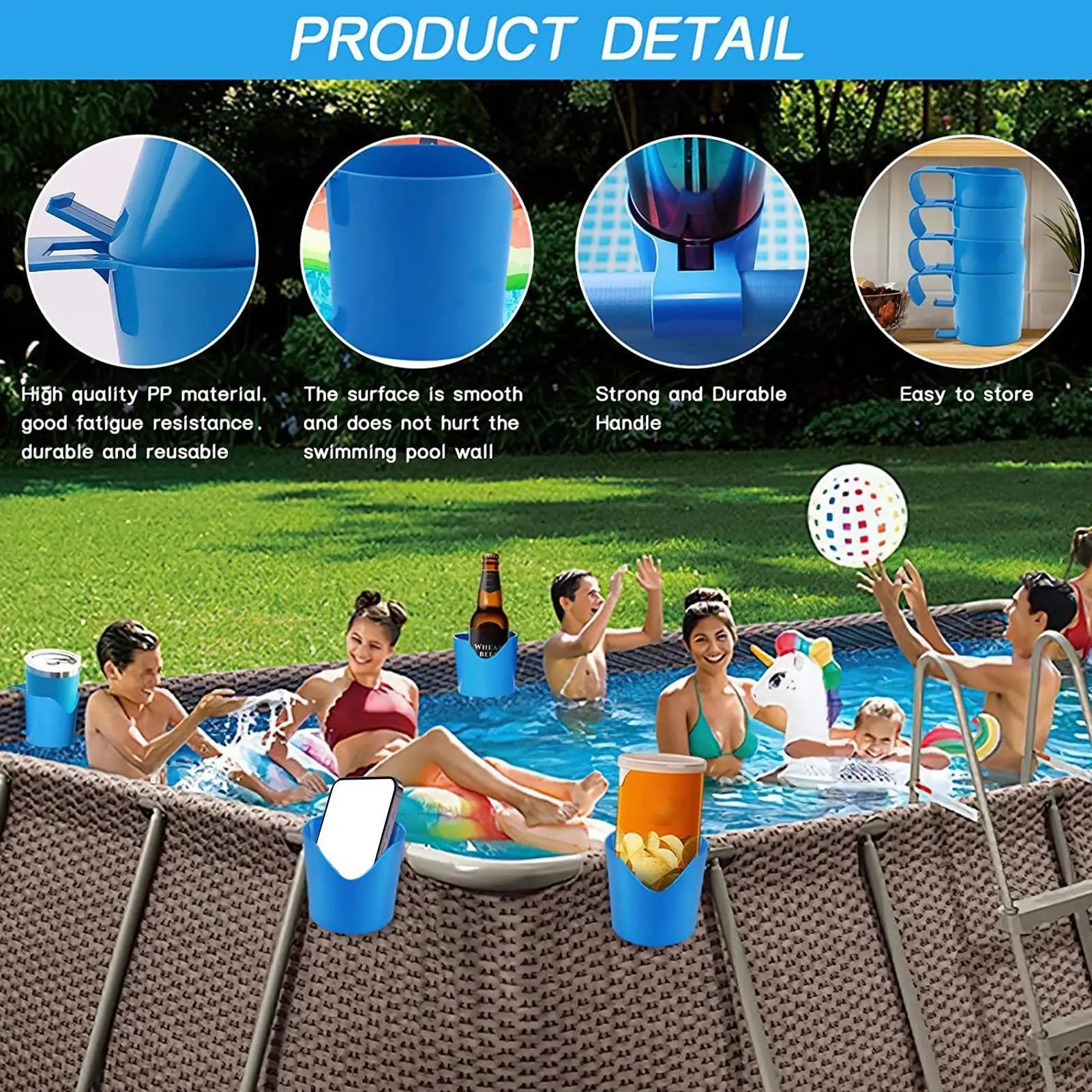 Poolside Cup Holder Backyard Pools No Punching Beer Bottle Drink
