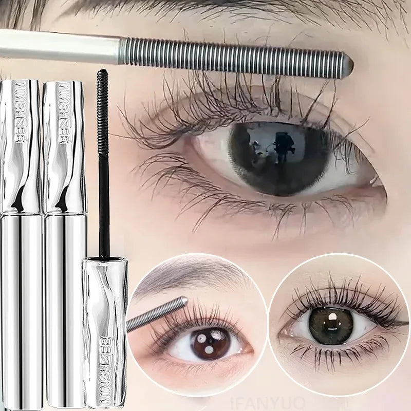 Steel Tube Mascara Silk Fiber Ultra-Fine Spiral Brush Black Waterproof Lasting Curling Fast Dry Eyelash Extensions Eyes Makeup Zpaxo
