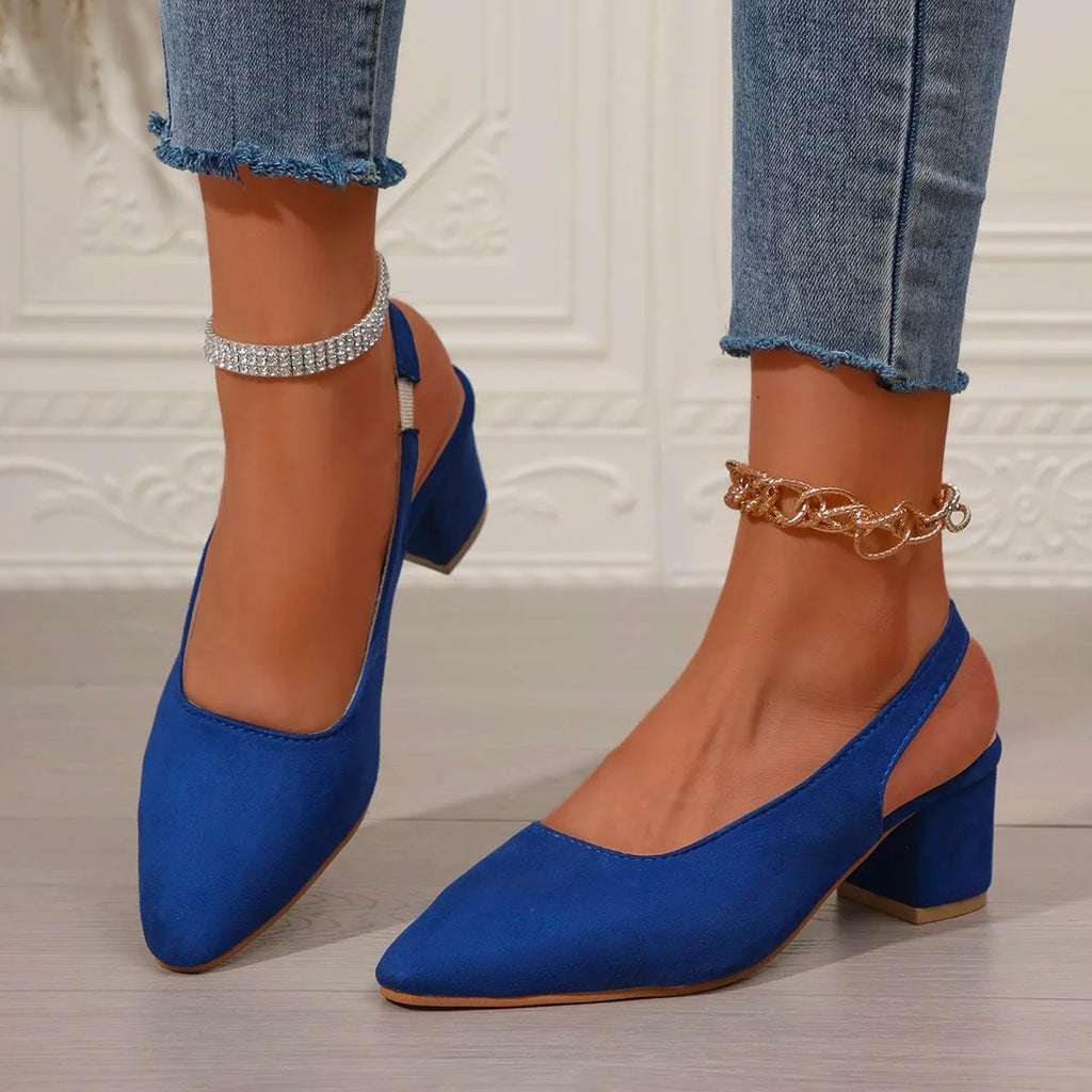 Women Sandals Pointed Solid Heels Shoes Large Leather Outdoor 2025 Zpaxo