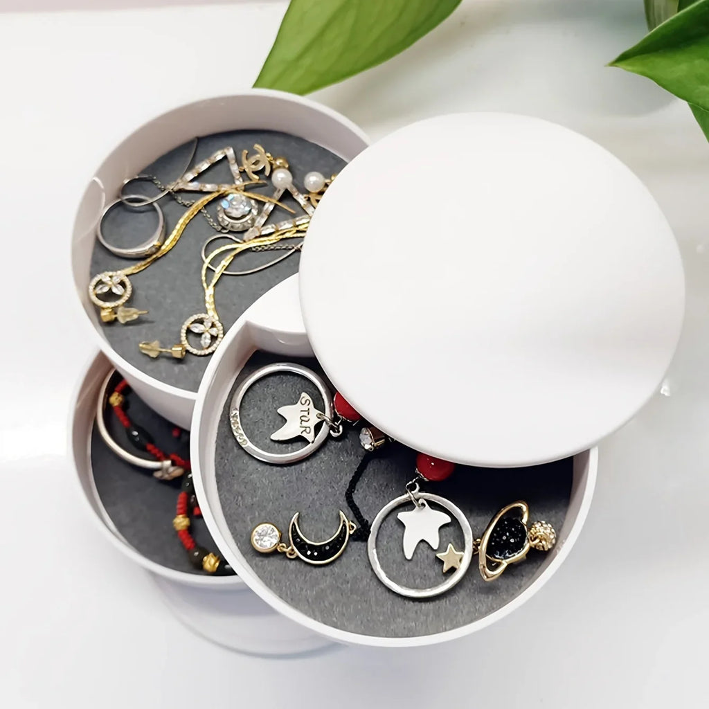 Rotating Multi-layer Desktop Storage Box Hair Accessories Jewelry Makeup BoxNWith Lid Dustproof Jewelry Box Jewelry Storage Box Zpaxo