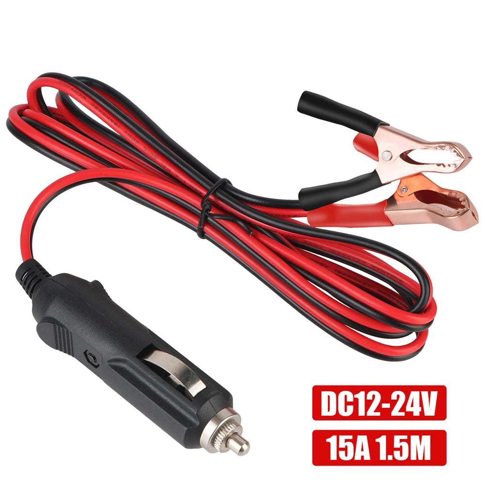 15A Fuse 12V-24V Male Plug Adapter Power Cord Car Cigarette Lighter
