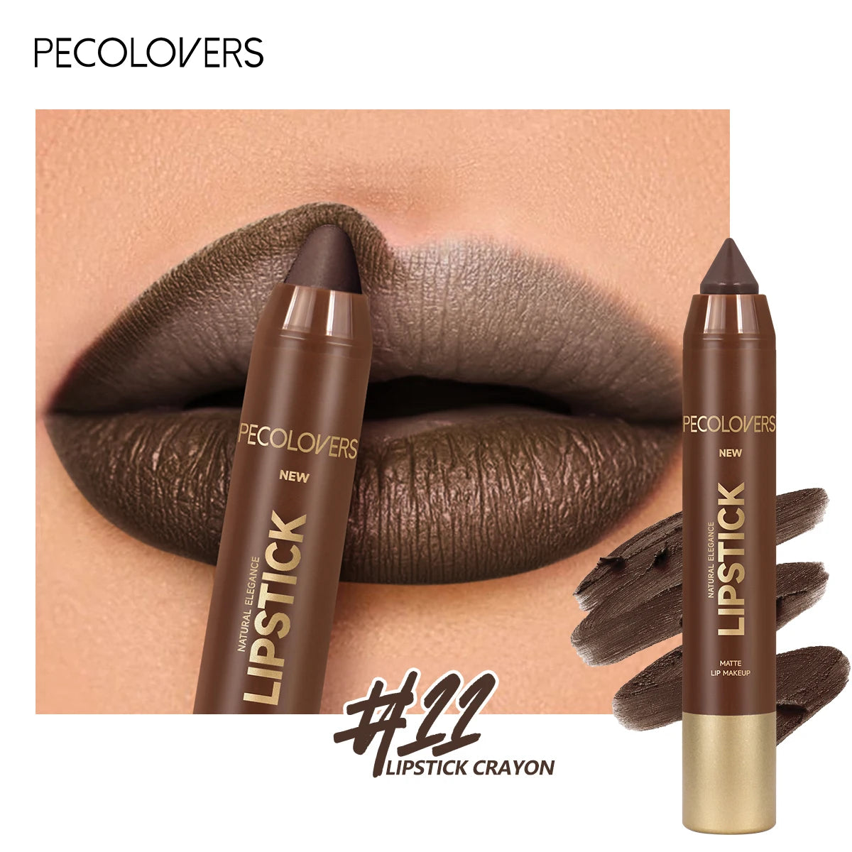 1PC Chocolate Shaded Matte Lipstick - Rich & Dense Texture, Vibrant Long-Wear, Easy Lip Contouring，Valentine's Day Gifts for Her Zpaxo 11