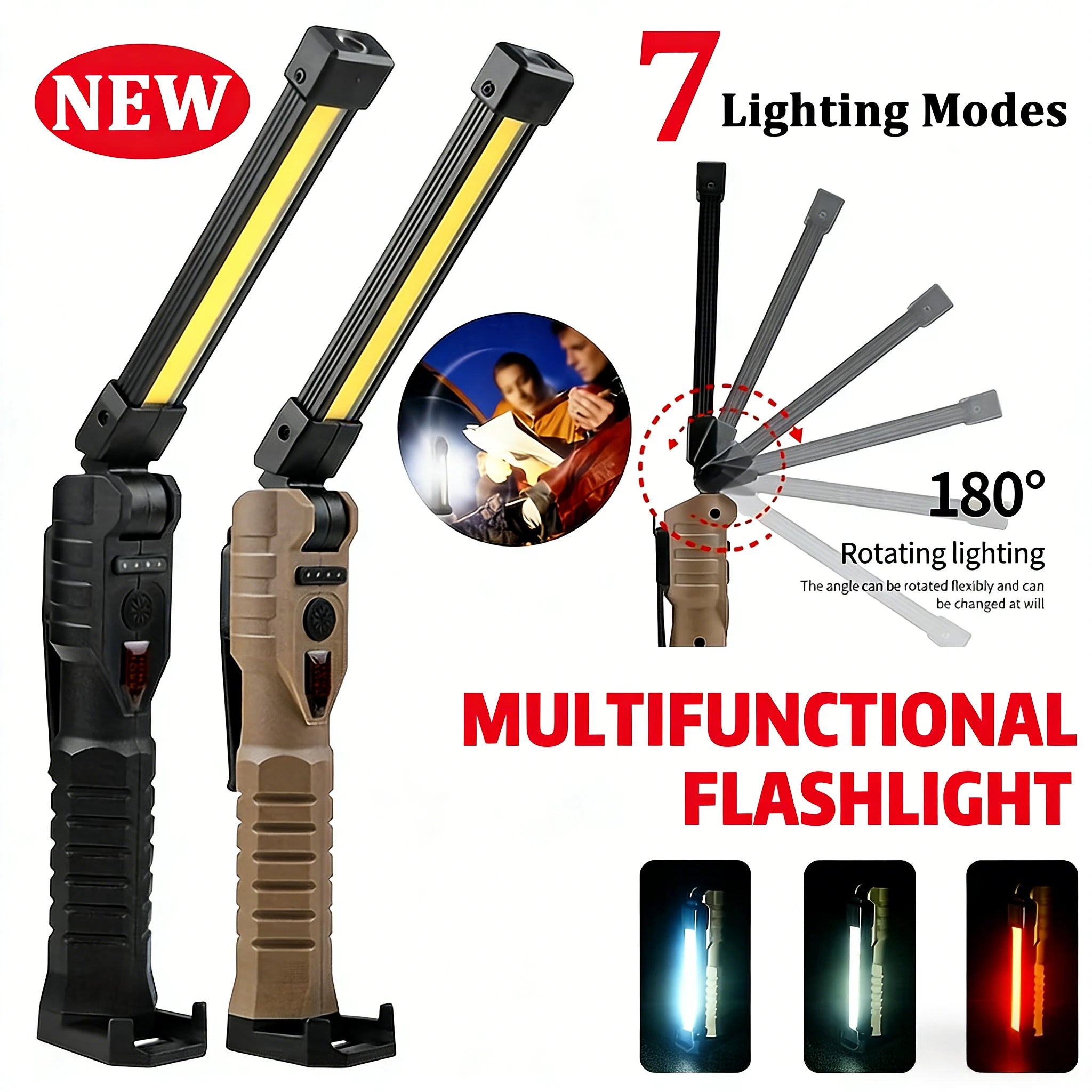 Folding COB XPE LED Work Light – Rechargeable Flashlight & SOS Torch LED Work Light Zpaxo