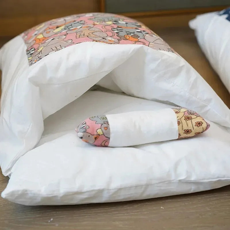 Kawaii Removable Cats Bed House Home Supplies Products for Adult Cats Large Pet Dog Bed Cat's House Cave Comfortable Food Cute Zpaxo