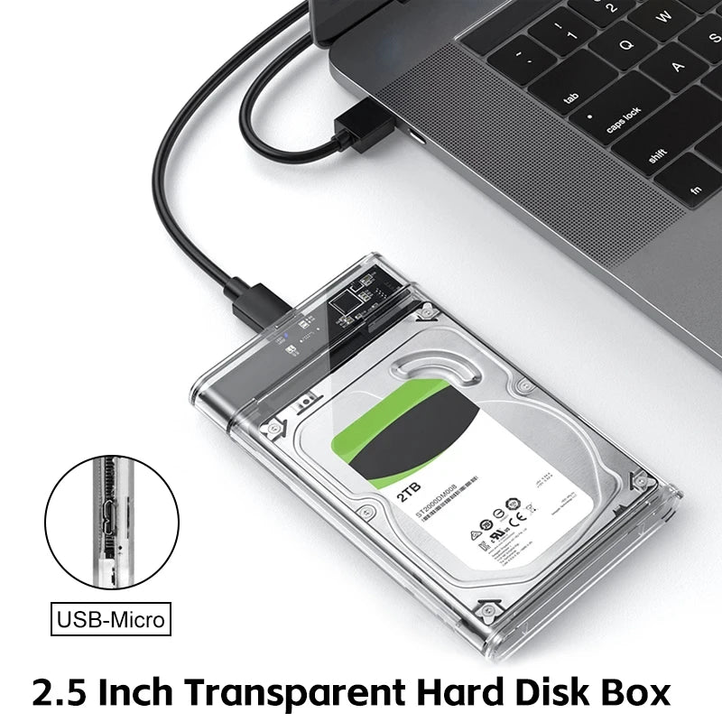 USB3 0 Microb Transparent External Storage Case SATA 5Gbps HDD SSD Zpaxo