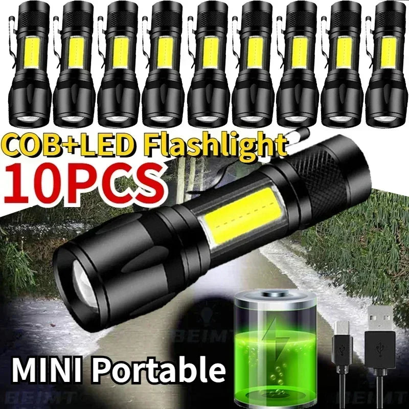 COB+XPE Zoomable Mini Tactical Flashlight – Rechargeable LED