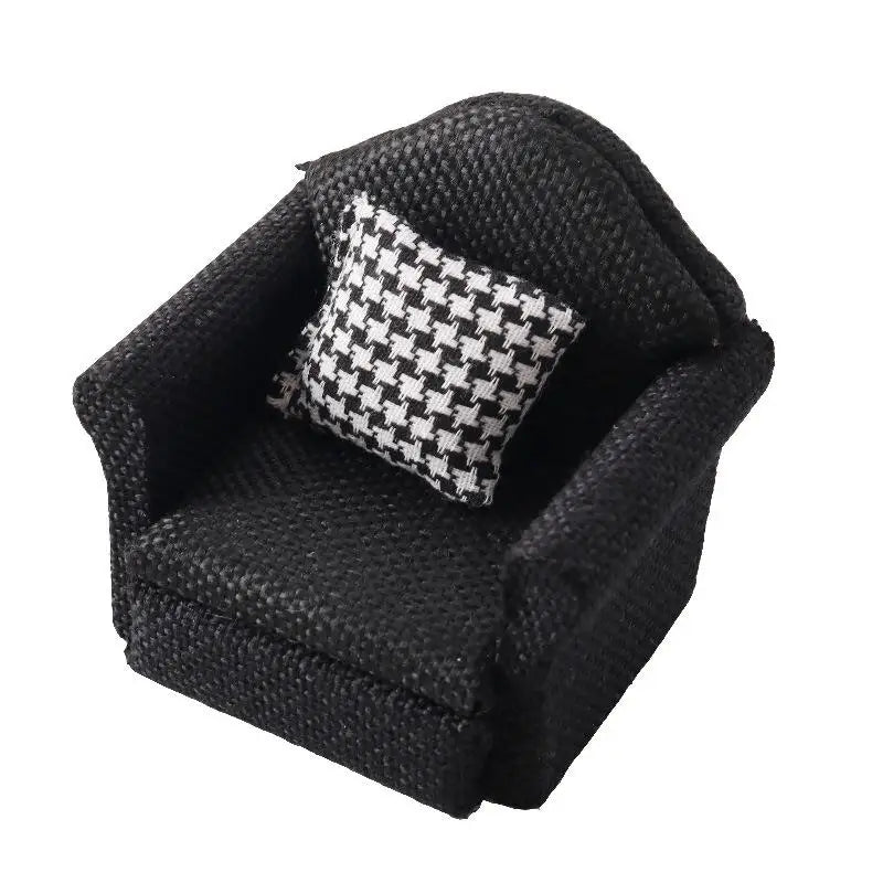 ▶1PCS Mini Flax Sofa Throw Pillow Model 1/12 Dollhouse Furniture Decoration Dolls House Home Scene Decor Accessories Zpaxo Black