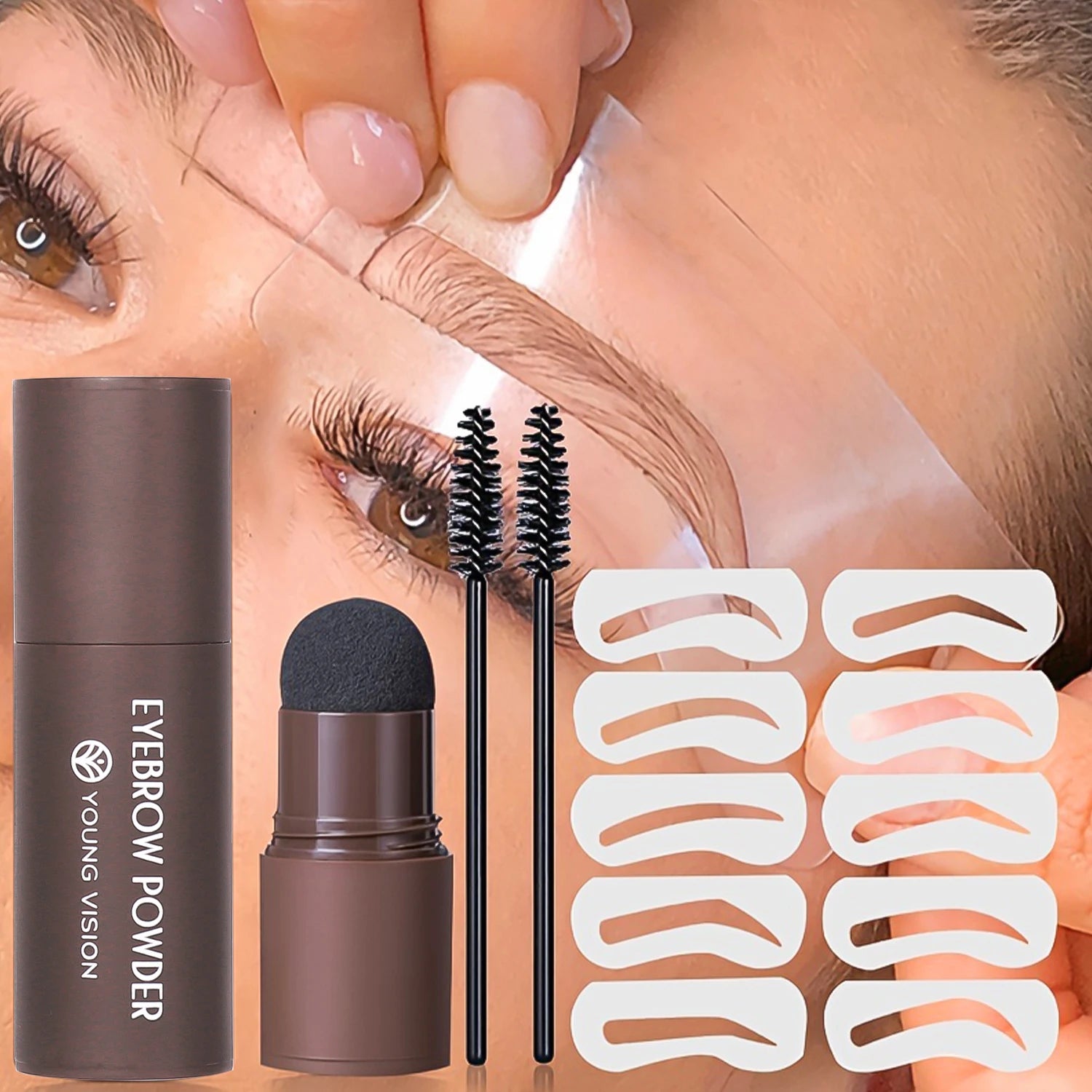 Eyebrow Stamp Waterproof Long Lasting Natural Brow Stamp Shaping Kit Shape Brow Stamp Contouring Stick Hairline Zpaxo