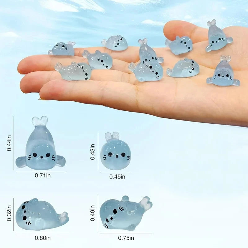 10 20 100-PCS Luminous Mini Seal Miniature Living Decor Marine Animal