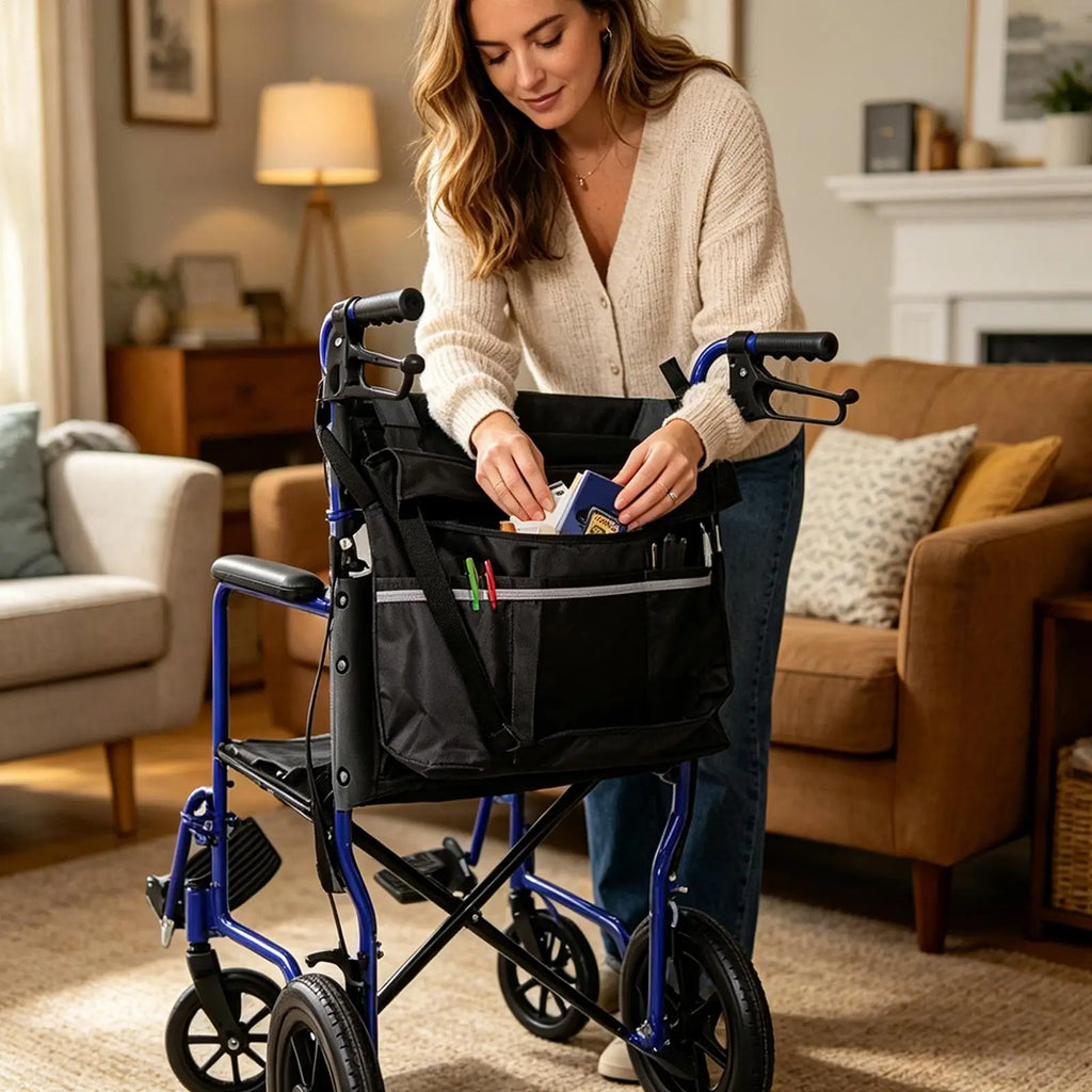 Wheelchair Bag 420D Oxford Waterproof Portable Wheelchair Storage Bag for Elderly Disabled Adults Rollator Walker Scooter Travel Zpaxo