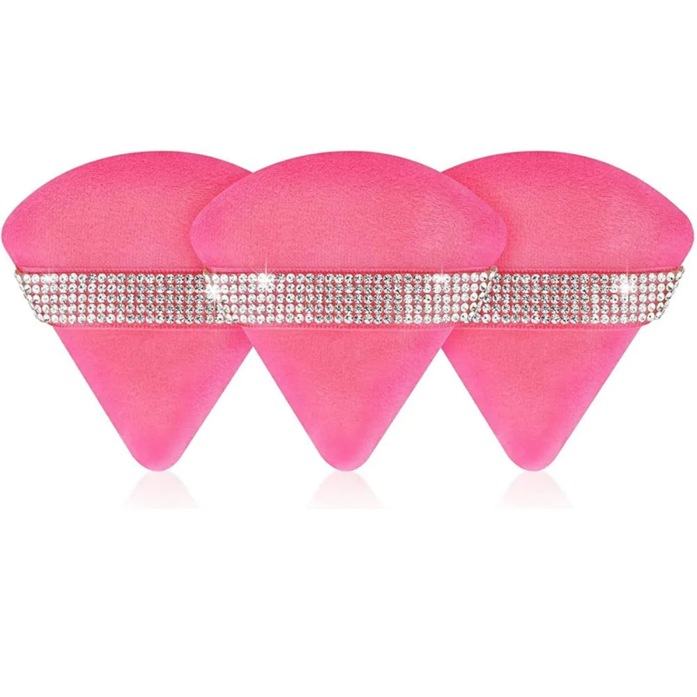 3Pcs Pink Triangle Powder Puff Face Soft Makeup Tool Sponge Velvet Soft Smooth Facial Beauty Makeup Black Sponge Accessories Zpaxo Rose Red 3Pcs