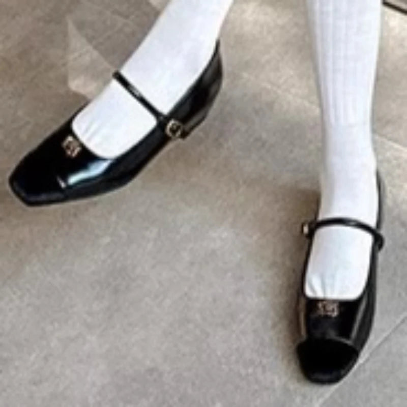 Women's Square Closed Toe Comfortable Heel Shoes 2026 Spring Autumn Zpaxo