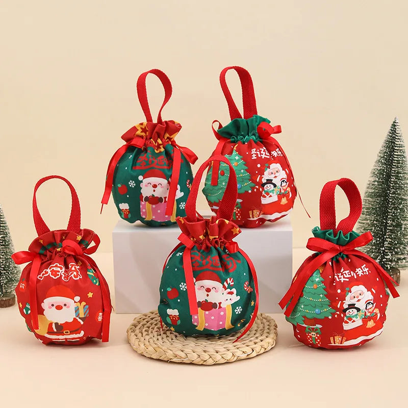 Velvet Christmas Apple Candy Gift Bag – Festive Eve Treat Bag Holiday Gift Bag Zpaxo