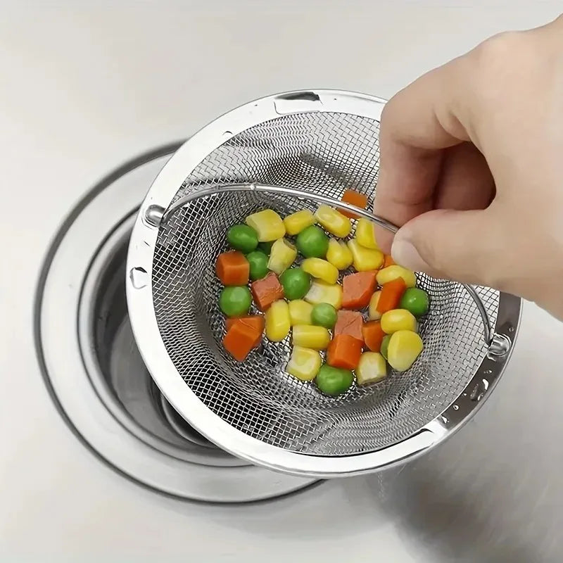 Stainless Steel Kitchen Sink Strainer Handle Food Waste Catcher Home