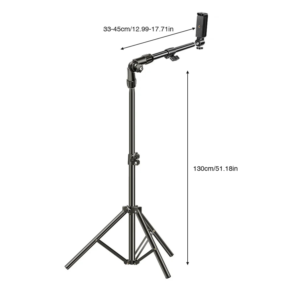 Multi-functional Phone Tripod Stand Horizontal Overhead Adjustable Zpaxo black