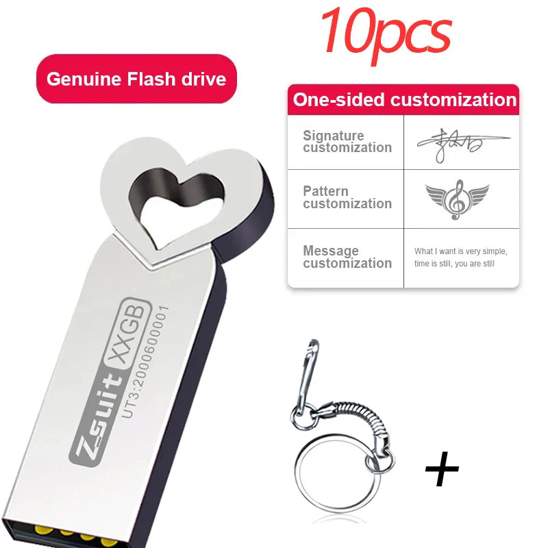 Zsuit 10PCS USB Flash Drives 32GB 64GB Pen Drive USB 2.0 PenDrives Usb Stick 128GB Memory Stick Free Custom Logo Gifts U Disk Zpaxo 2GB With chain 1
