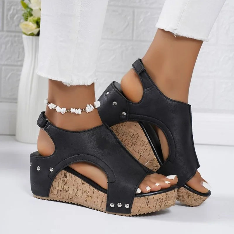 Women Sandals 2026 Summer Platform Wedges Sandals for Women Sole Buckle Peep Toe Shoes Lightweight Beach Elegant Shoes for Women Zpaxo