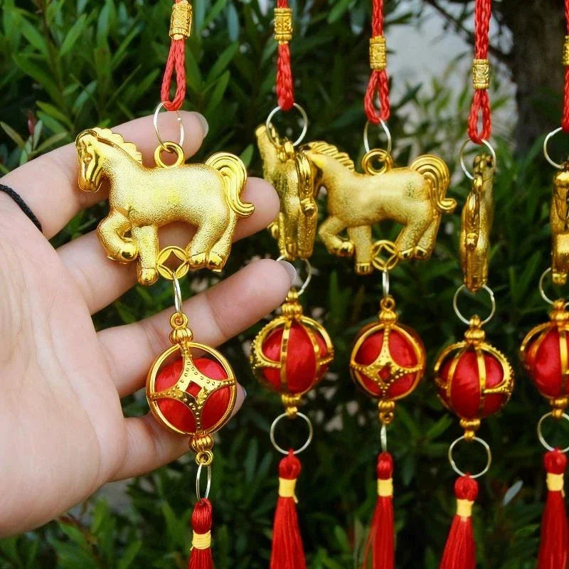 6Pcs Chinese New Year Lantern Pendant Lucky Decoration 2026 Year Of The Horse Wall Hanging Car Ornament Housewarming Gifts Zpaxo