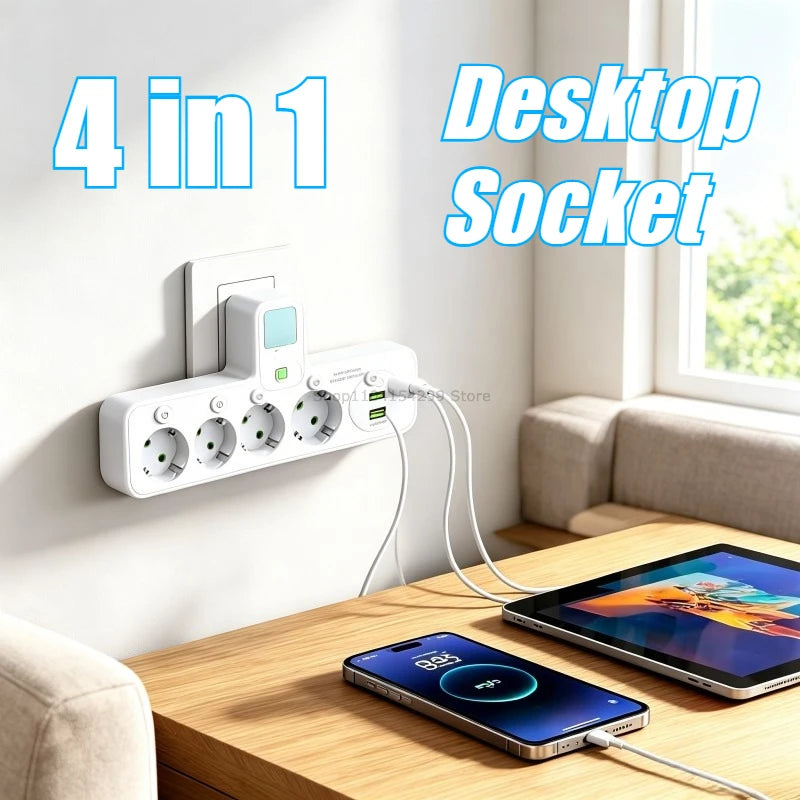 Power Strip Usb Multi-socket 2500w EU Type F Plug with Outlet Mobile Phone Charger for USB Wall Multi-Socket Power Strip Charger Zpaxo