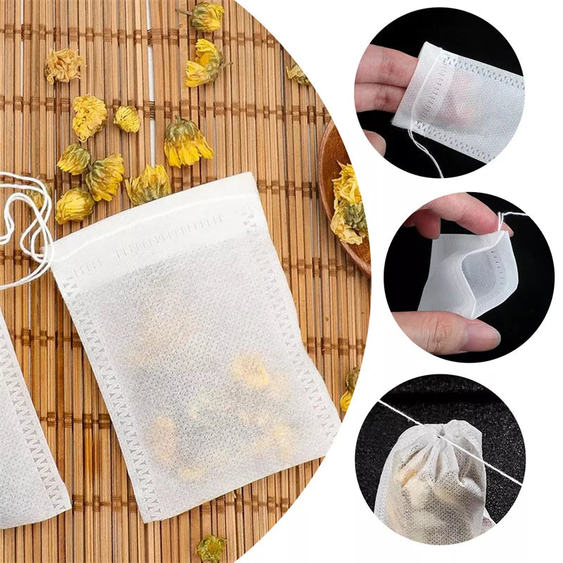 Disposable Teabags Non-woven Fabric Tea Filter Bag Spice Infuser Draw