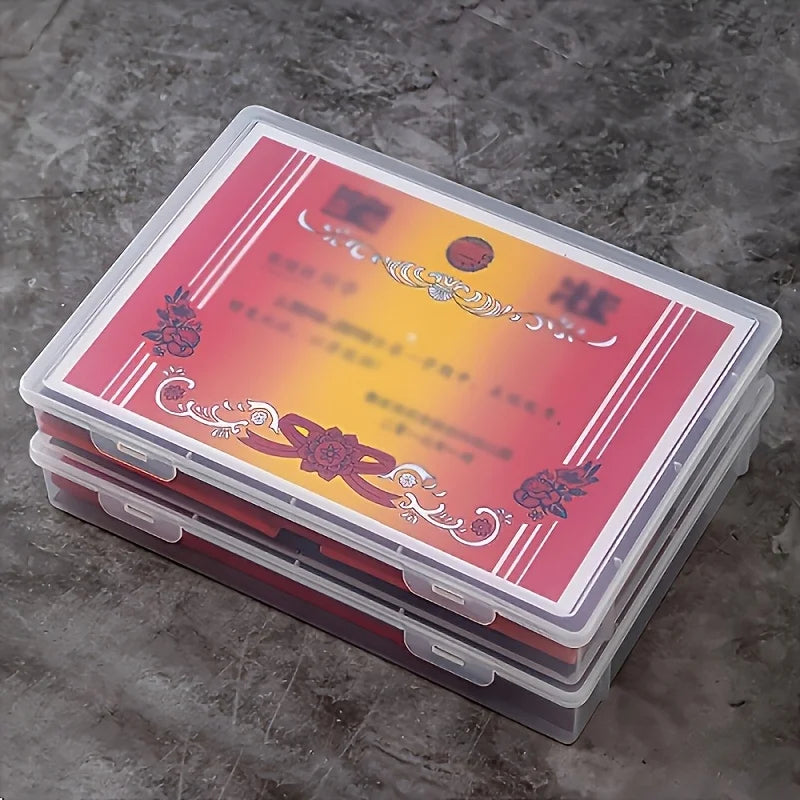 A4 Clear Plastic Storage Box Hinged Lid Desktop Organizer Office