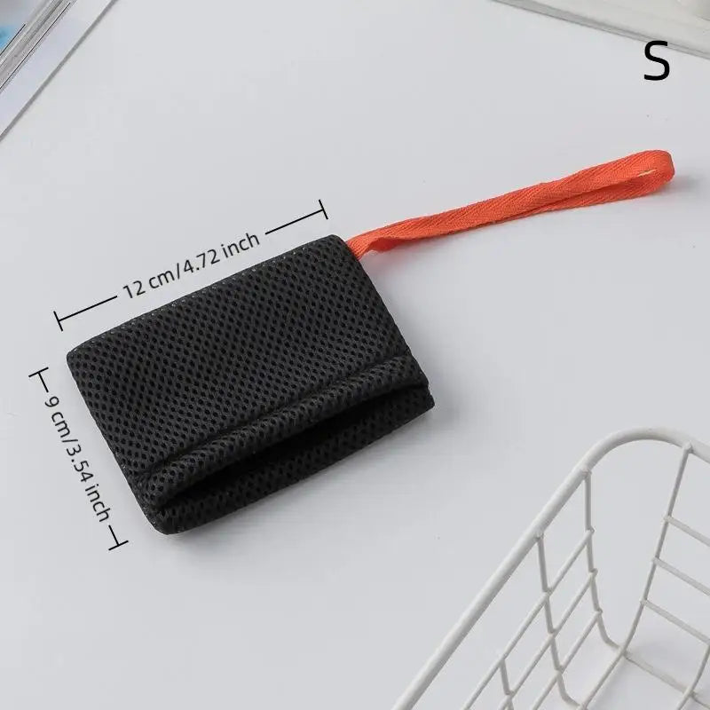 1Pcs Bath Cleansing Foaming Net Double-Sided Square/Oval Soap Bag Body Exfoliating Scrubber Sponges Bathroom Mesh Soap Pocket Zpaxo S Black