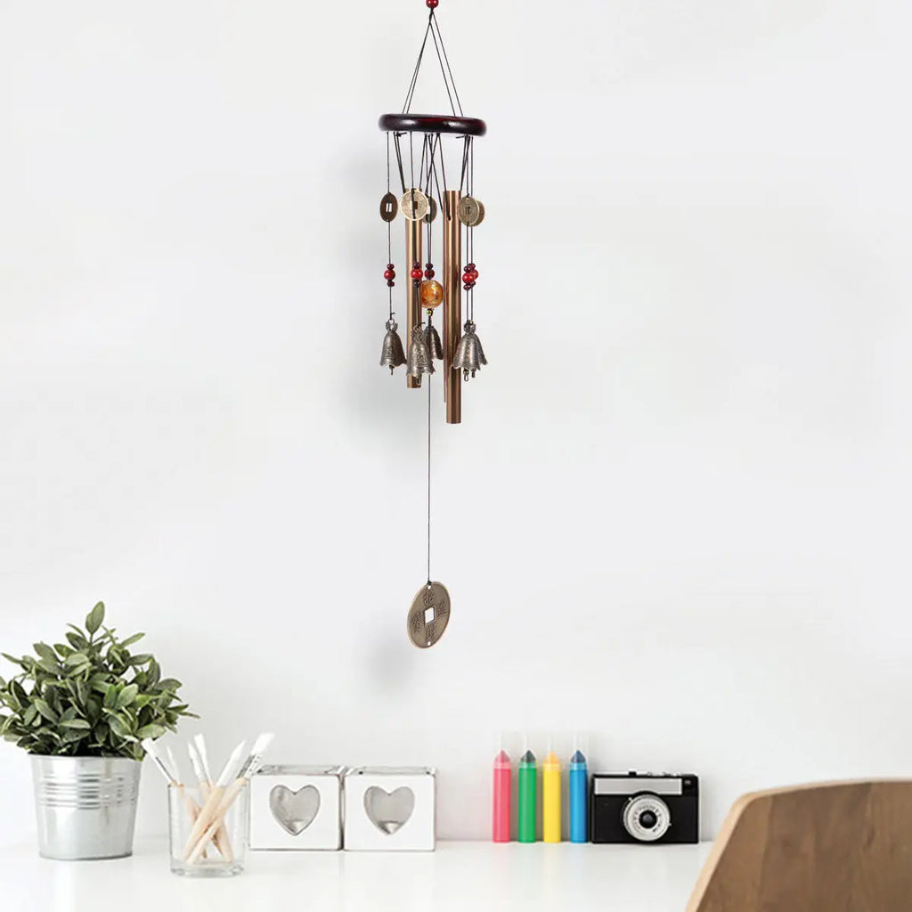 Bronze Wind Chimes Metal Wood Alloy Handmade Decorative Bell Chinese