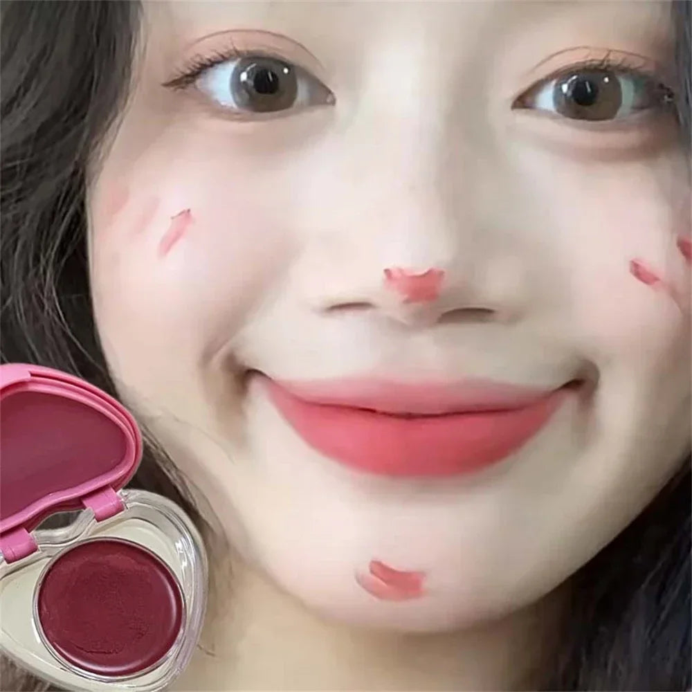 Lip&Cheek Dual purpose Makeup Lip Mud Clay Lipstick Matte Wooden Rose Lip Tint Peach Blusher Cream Lasting Natual Mousse Blush Zpaxo