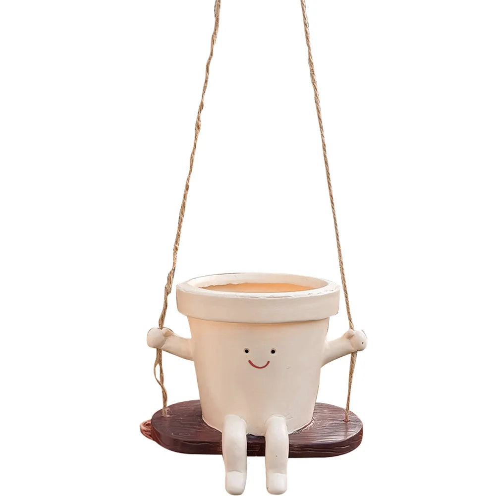Cute Plant Succulent Pots Resin Hanging Swing Chair Planter Creative Zpaxo Swing C