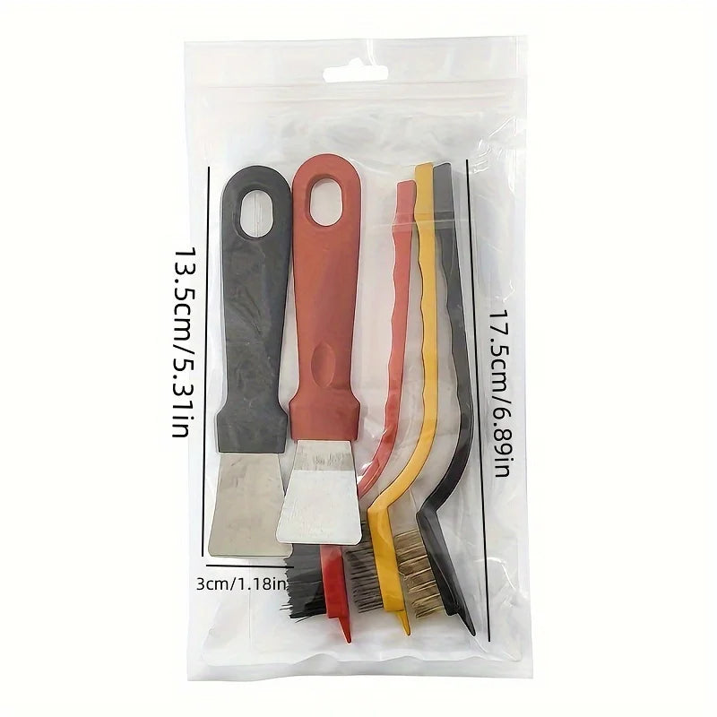 5-Piece Kitchen Cleaning Brush Gas Stove Scraper Wire Oil Dirt