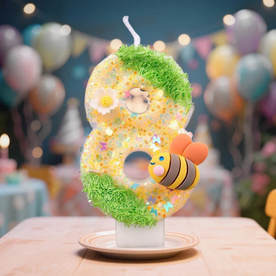 Bee Digital Birthday Cake Candles 0-9 Festive Children's Decorations Zpaxo number 8 B13778I