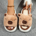 Women Home Slippers 2025 New Fashion Linen Slides Women Comfortable Platform Shoes Ladies Capybara Cute Cartoon Indoor Slippers Zpaxo Khaki 38-39