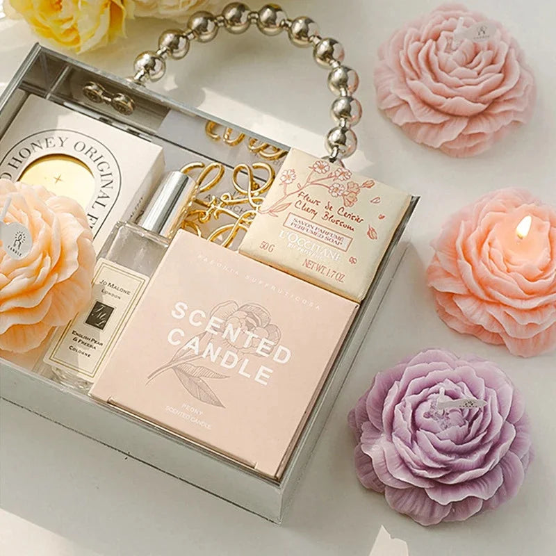 Creative Flower Shape 3D Peony Candle Aromatic Aromatherapy Wedding