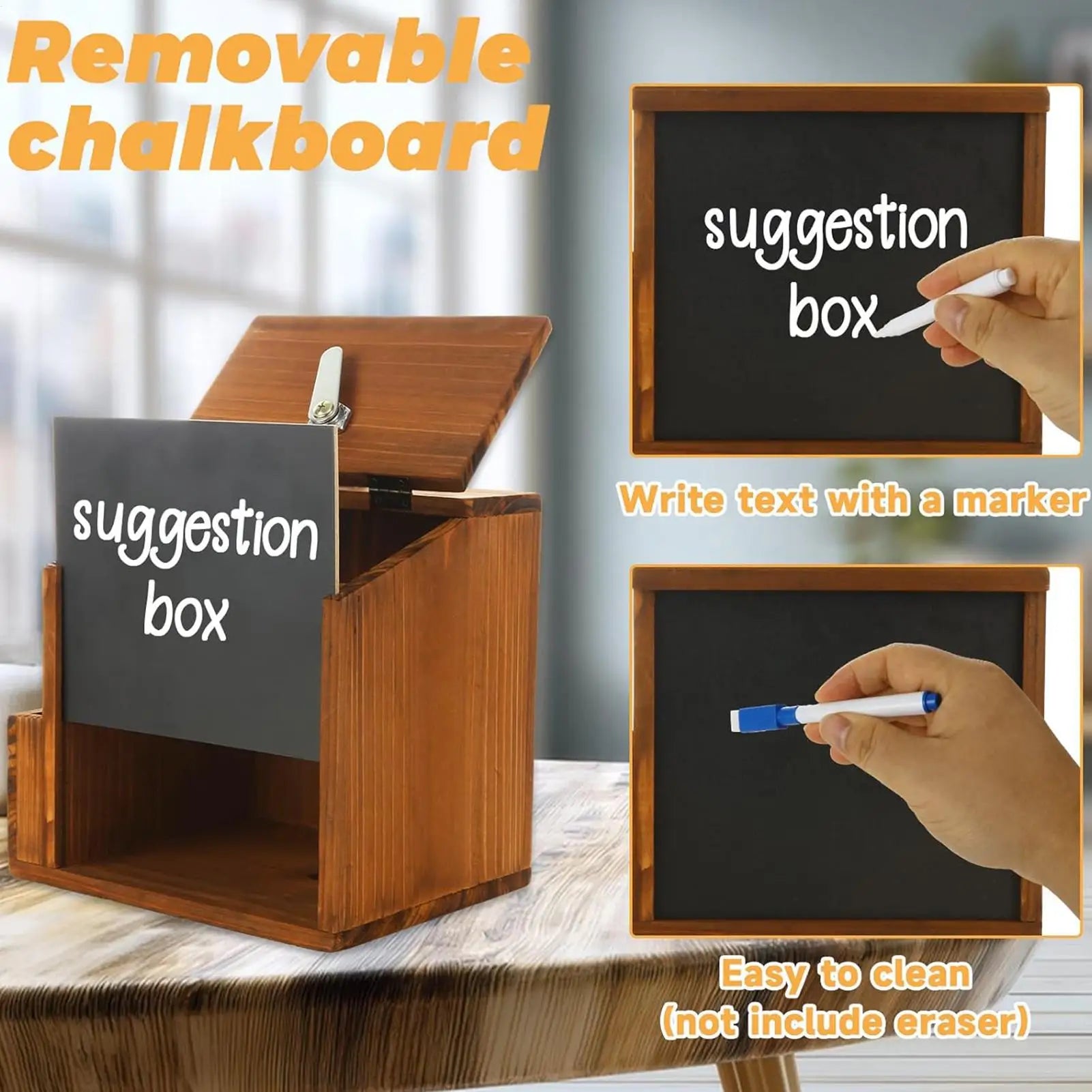 Wooden Suggestion Box Private Wall Mounted Lockable Storage Money