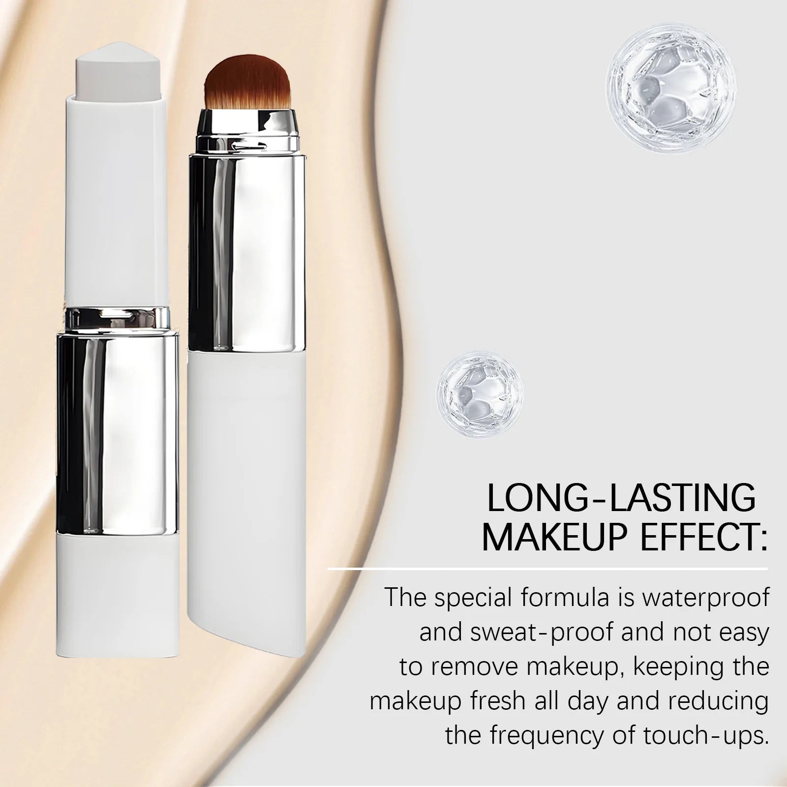 Foundation Make-Up Stick Double Head with Brush Lightweight Brighten Matte Liquid Base Sweat-Resistant Professional Cosmetics Zpaxo