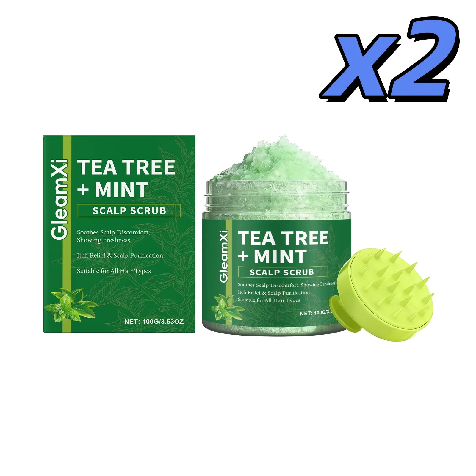 Gleamxi Tea Tree Scalp Scrub – Anti-Dandruff Shampoo 100g Scalp Scrub Shampoo Zpaxo 2 x 100g boxed