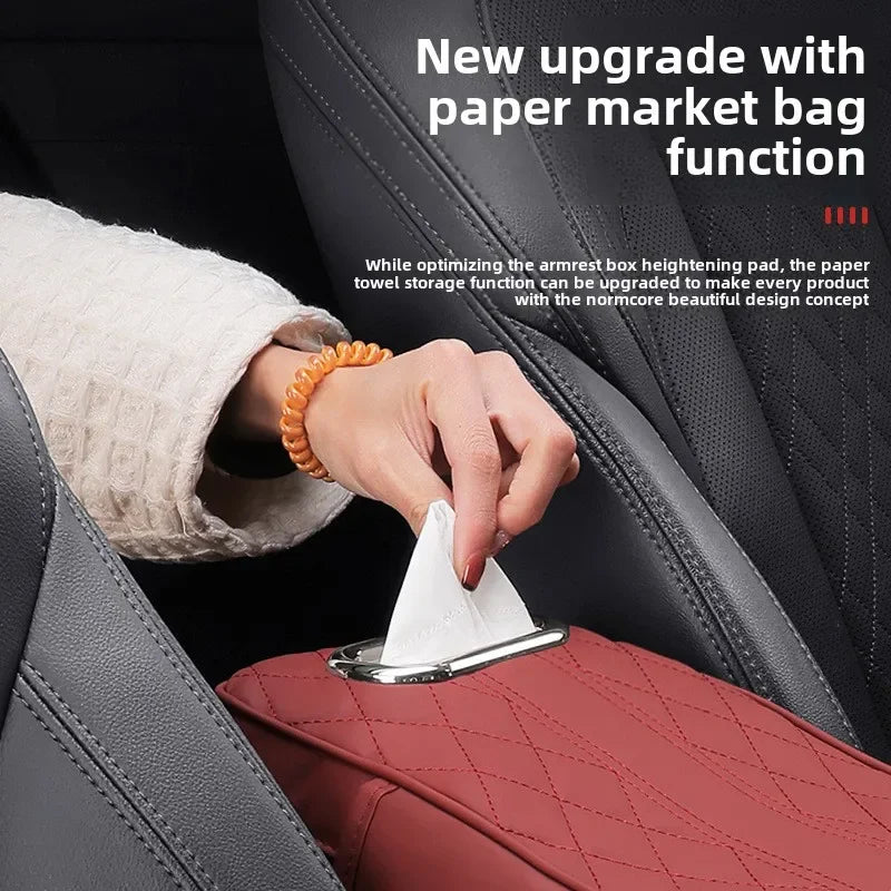 Car Armrest Box Cushion Universal Storage Bag Car Tissue Box Central Elbow Height Pad Multifunctional Height and Width Zpaxo