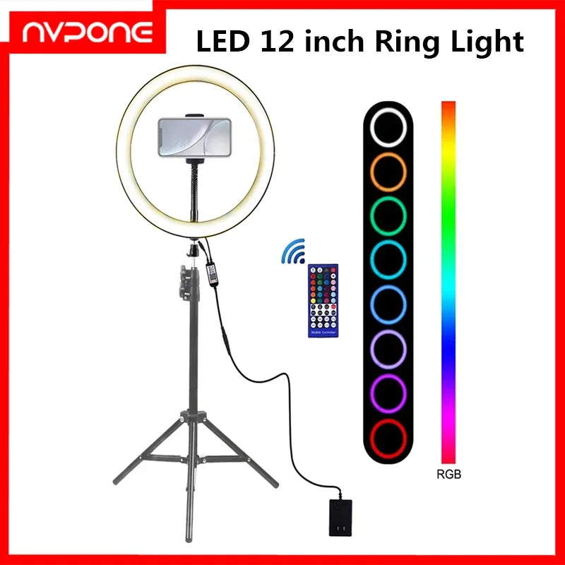 LED Ring Light RGB Selfie Video Vlogging Without Stand Tripod Live